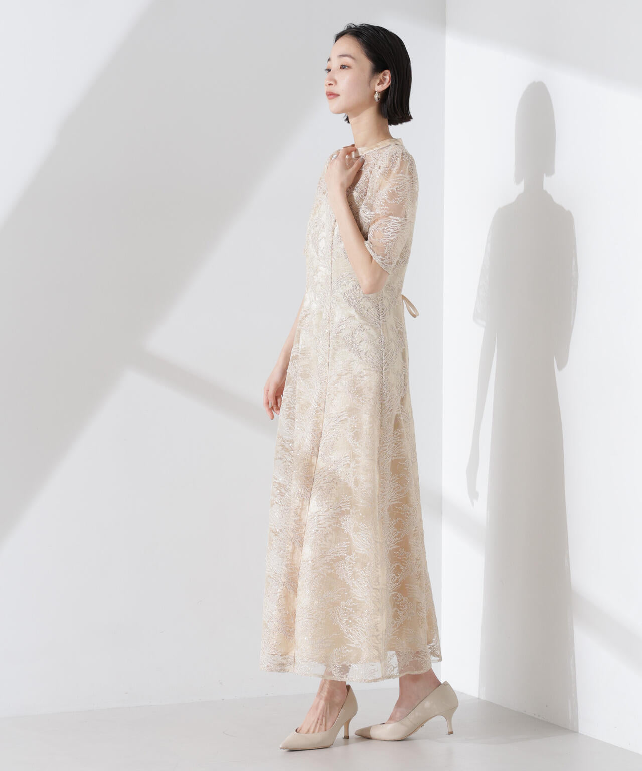 kaene/シャイニーエンブロイダリーレースドレス 6715119060