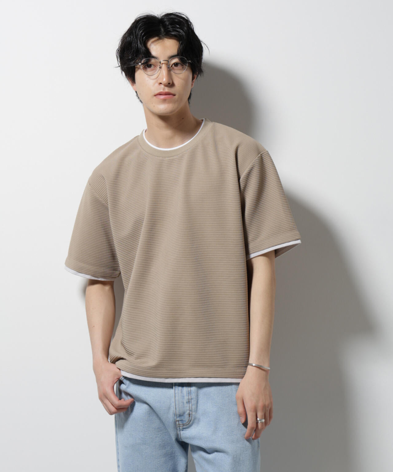 ガーターフェイクレイヤードTシャツ 半袖 6725124236