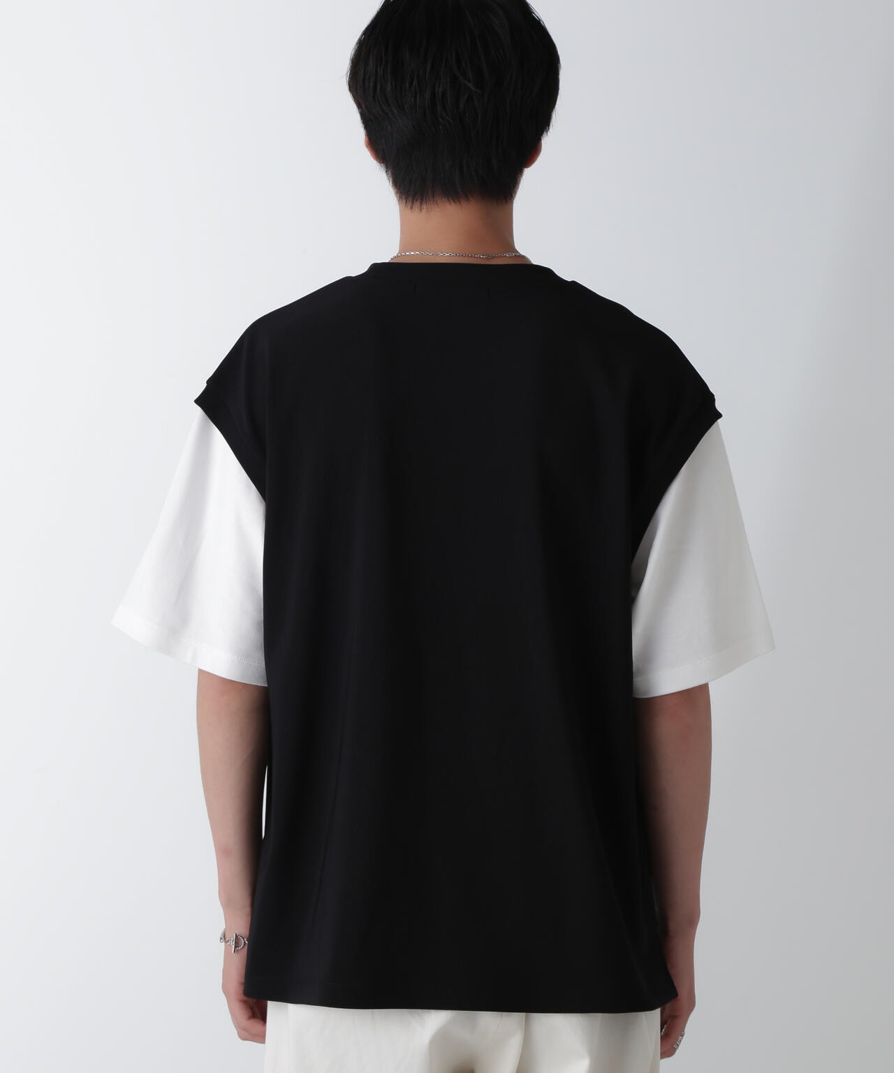 フェイクレイヤードリラックスTシャツ 半袖 6724224224