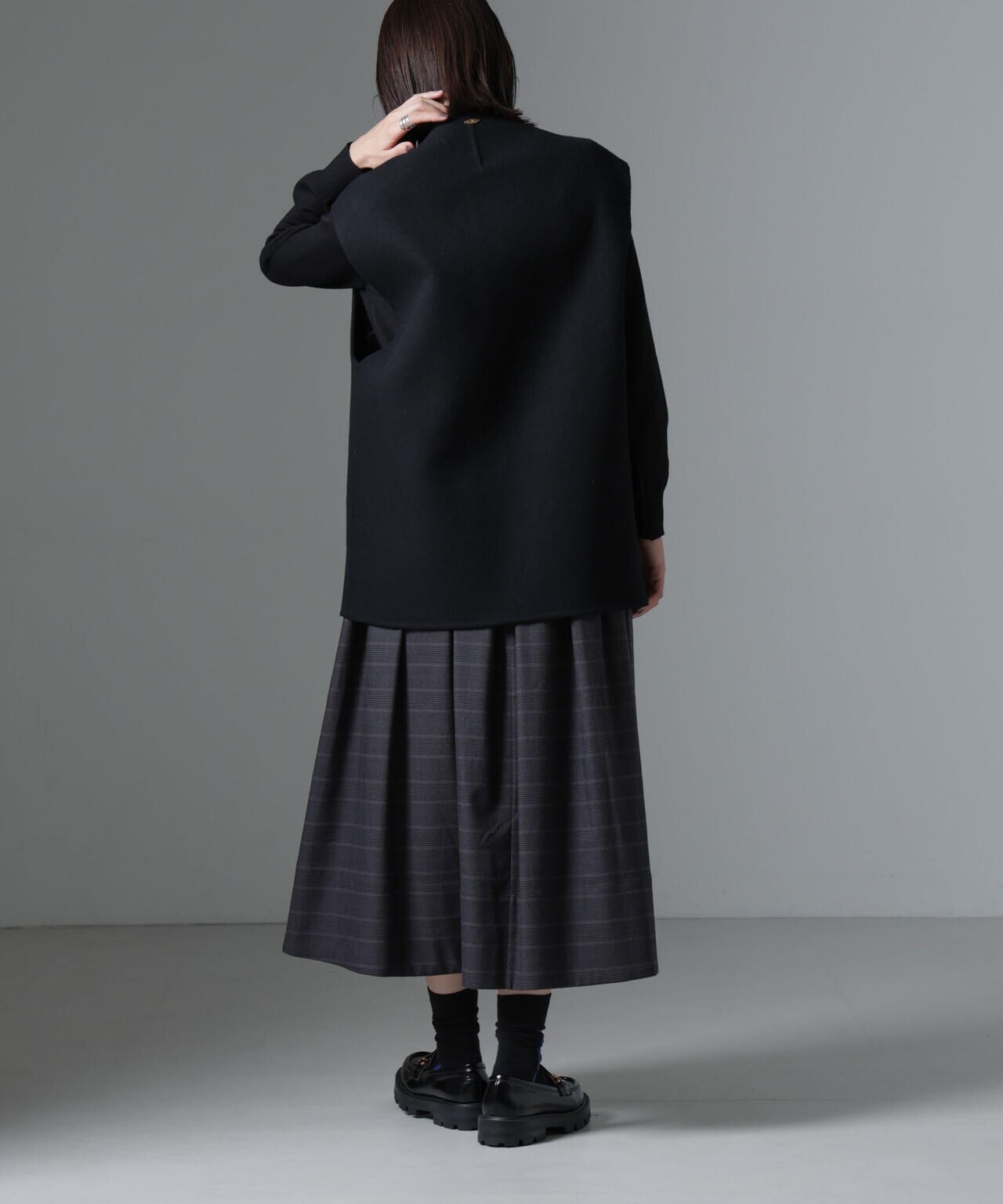 グレンチェックタックスカート 6734230315