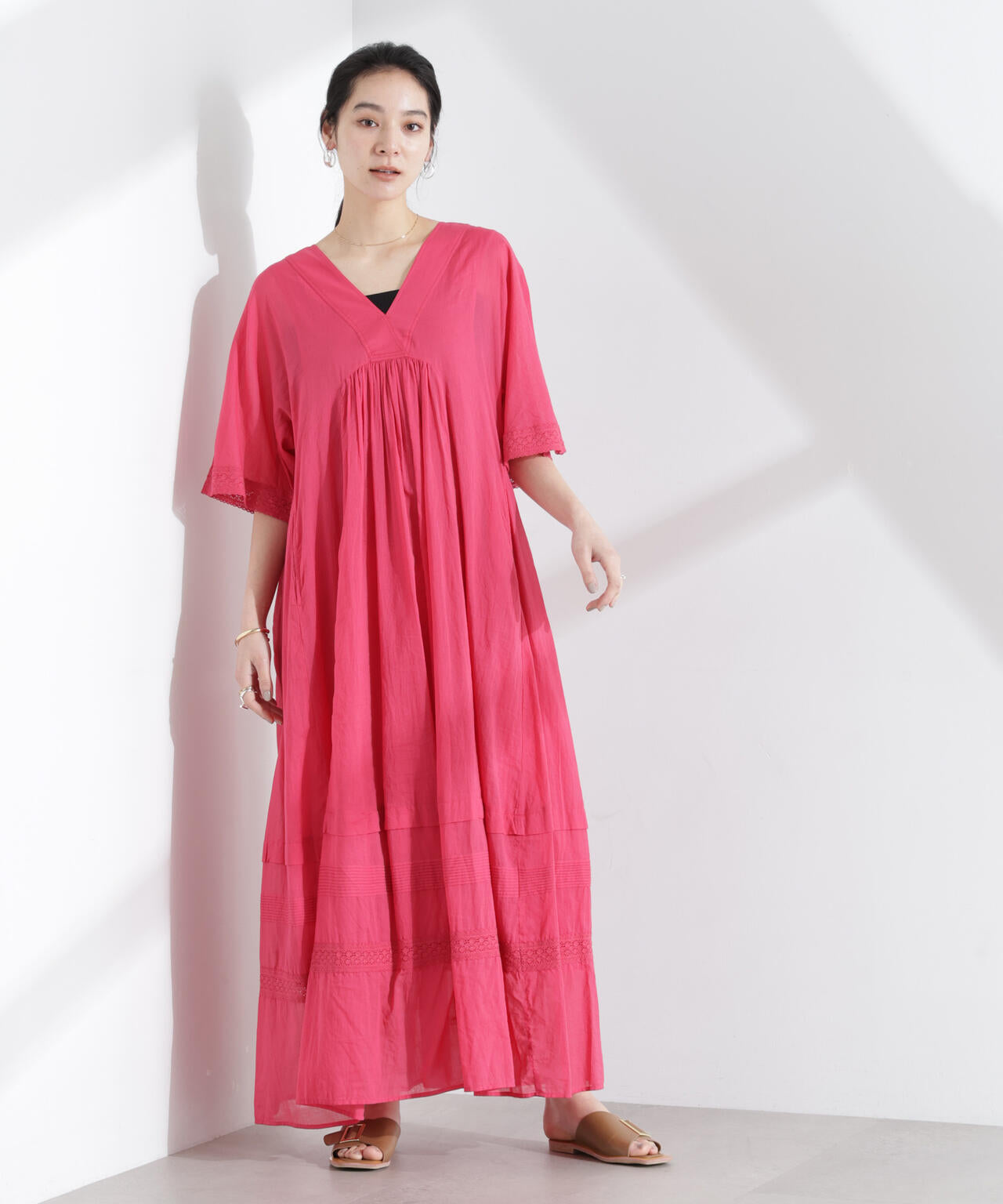 Sara mallika/COTTON VOILE LACE PINTUCKDRESS 6715119053