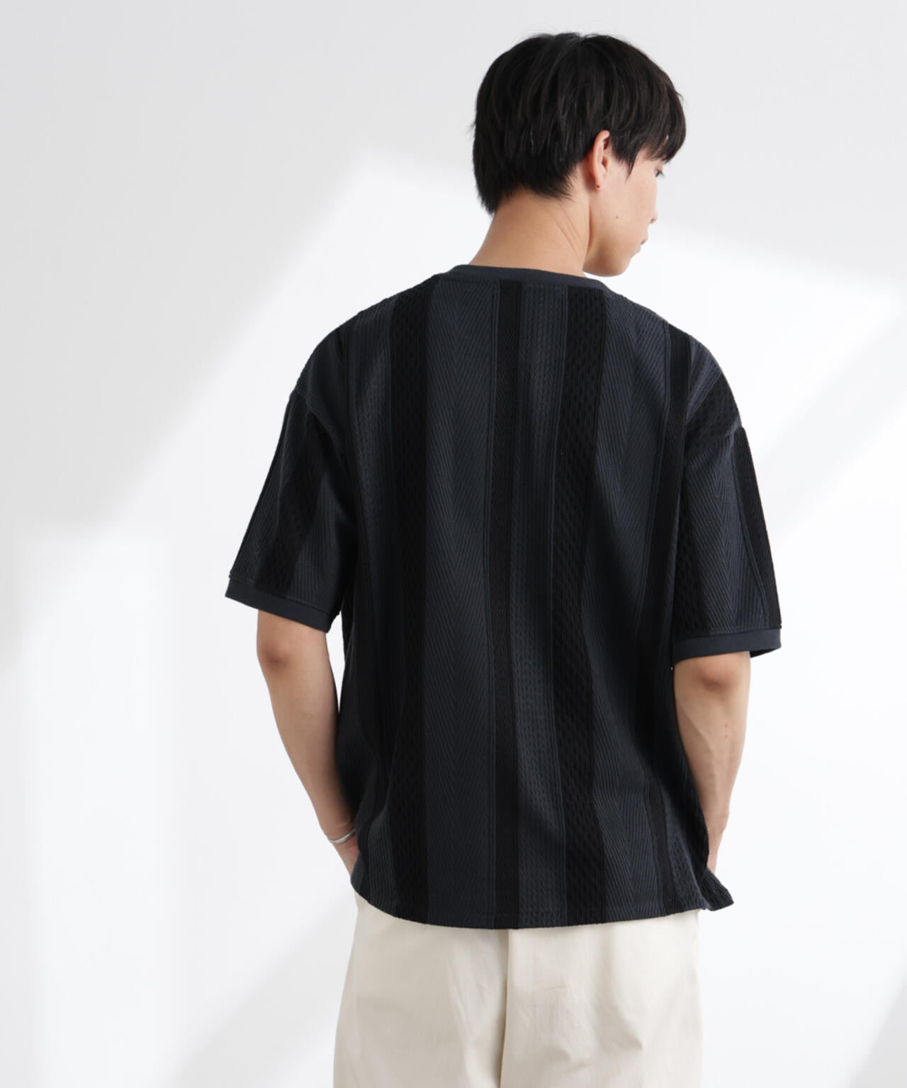 ストライプジャガードTシャツ 半袖 6725124221