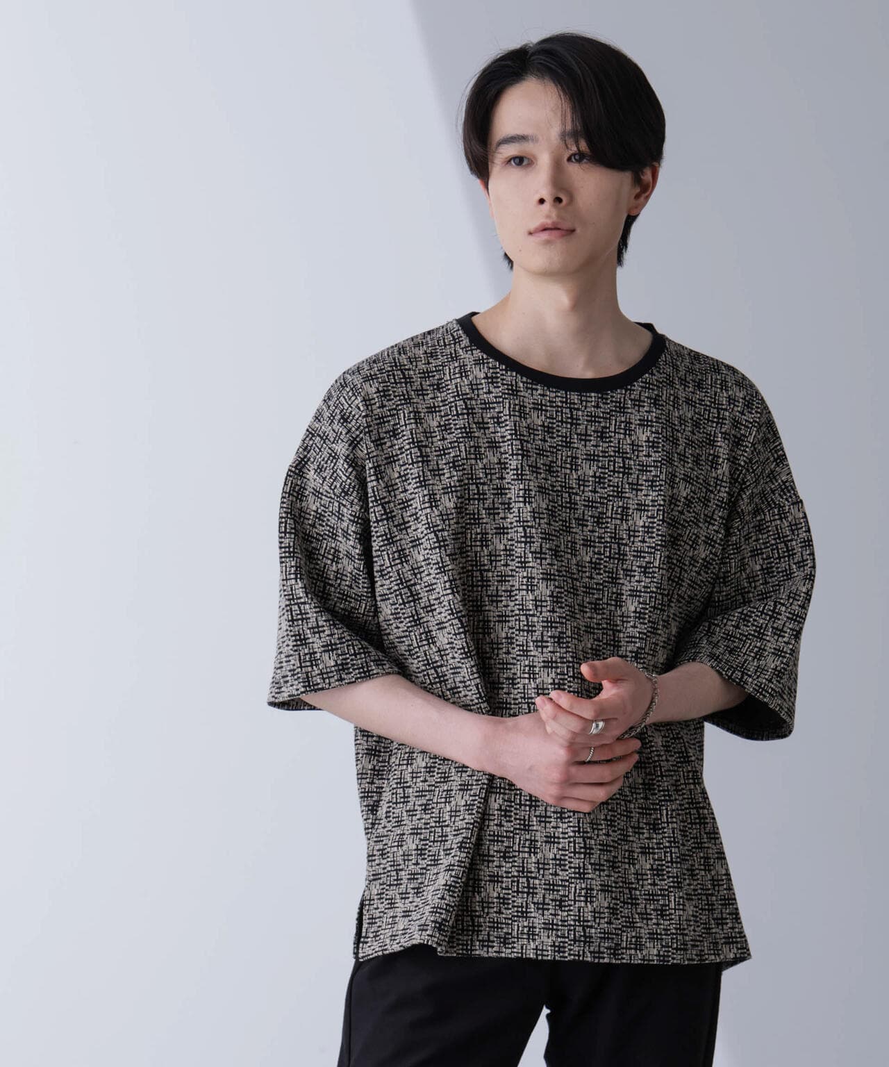 WEB限定/パターンジャガードTシャツ 半袖 6724224205