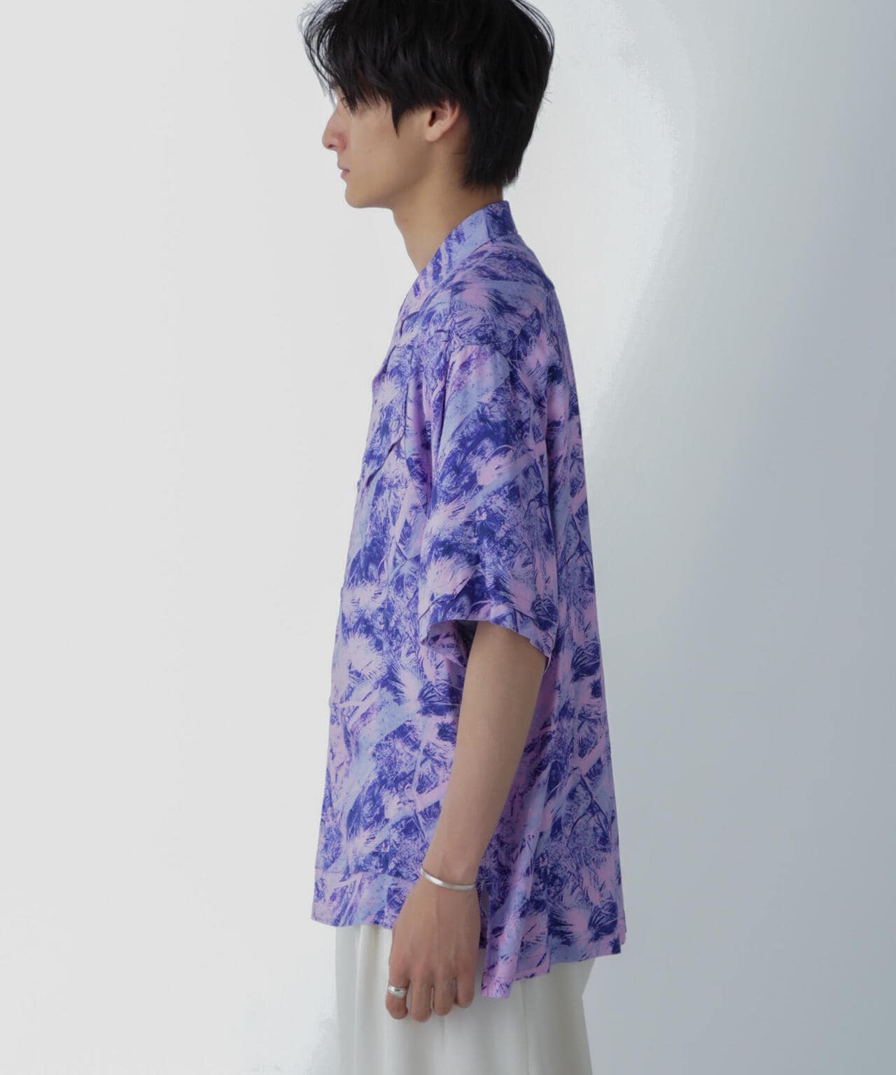 White Mountaineering/JUNGLE PATTERN OPEN COLLAR S/S 6704121016