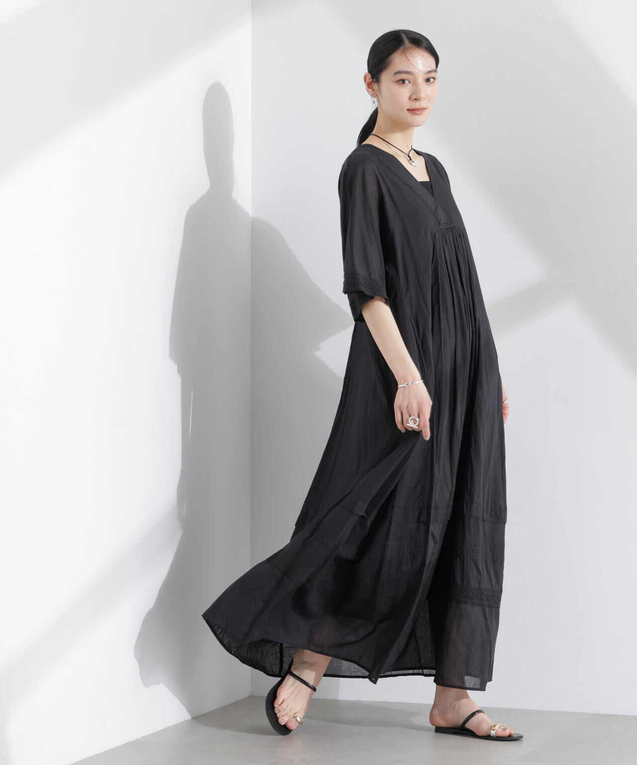 Sara mallika/COTTON VOILE LACE PINTUCKDRESS 6715119053