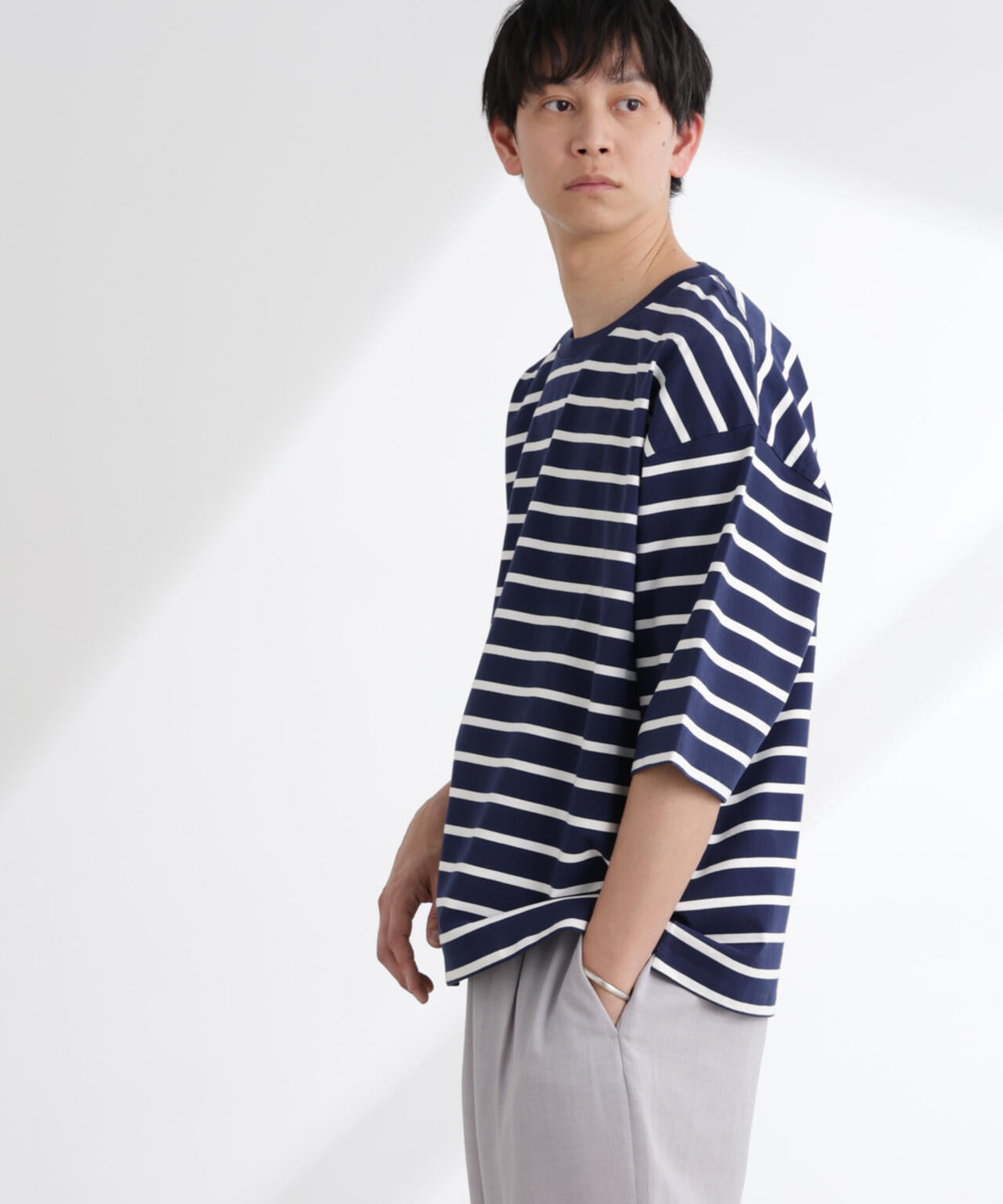 ルーズフィットワイドスリーブTシャツ 7分袖 6725124224