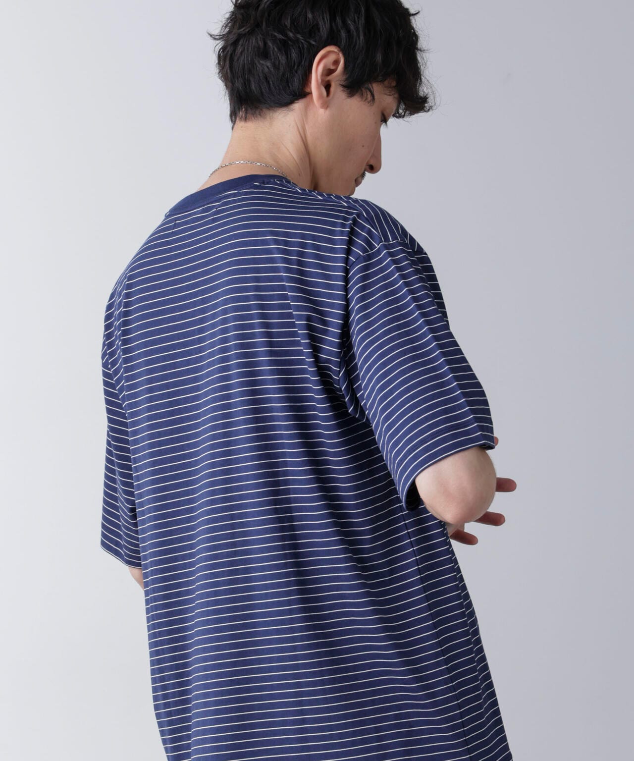 ピンボーダーバイオシルケットクルーネックTシャツ 6684224210