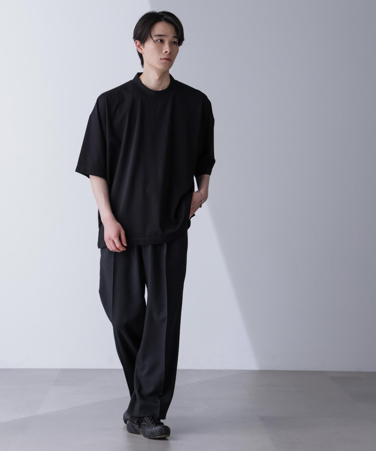 WEB限定/モックネックワイドシルエットTシャツ 半袖 6724224219
