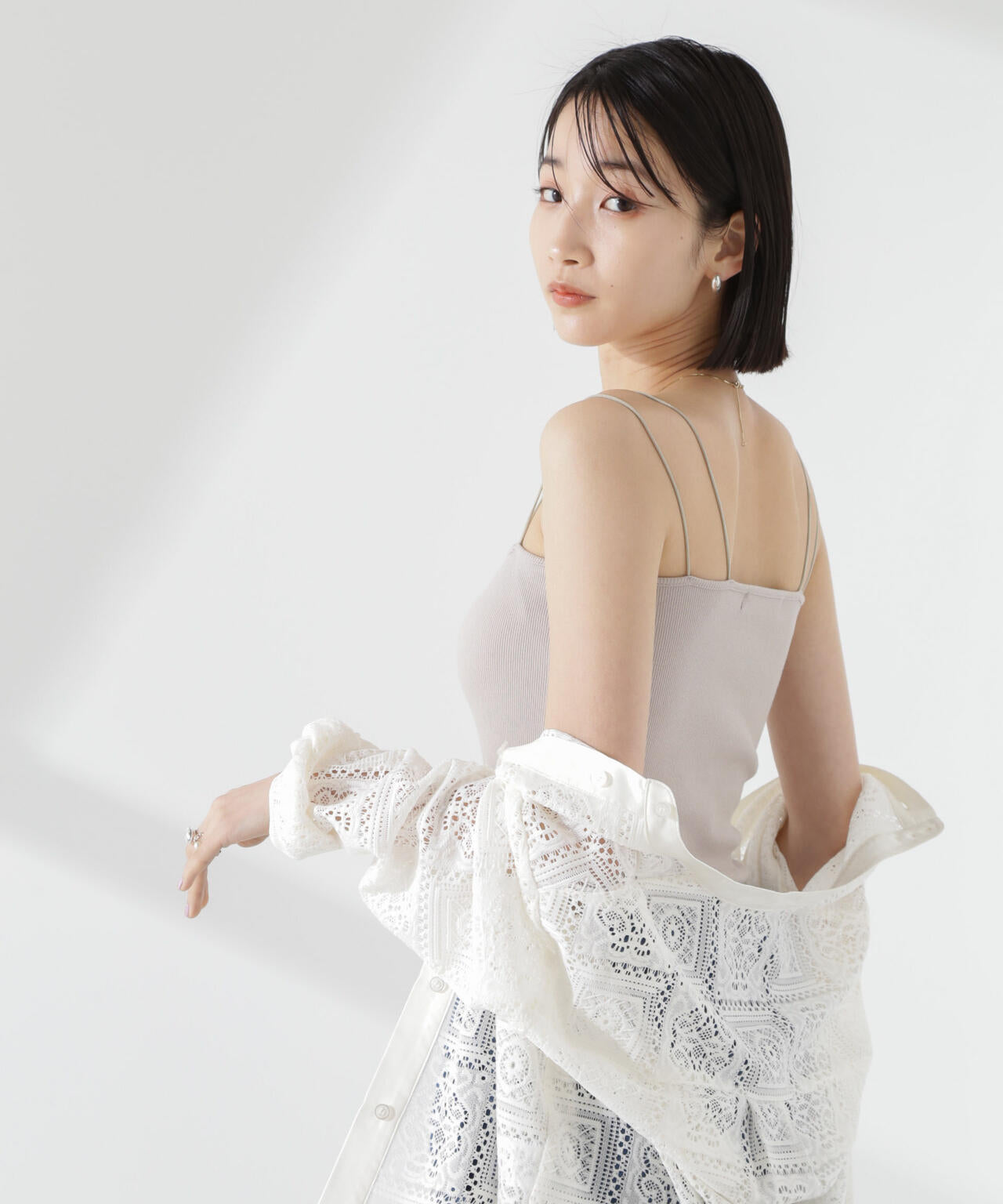 抗菌防臭リブカップ付きダブルストラップキャミソール 6735124300