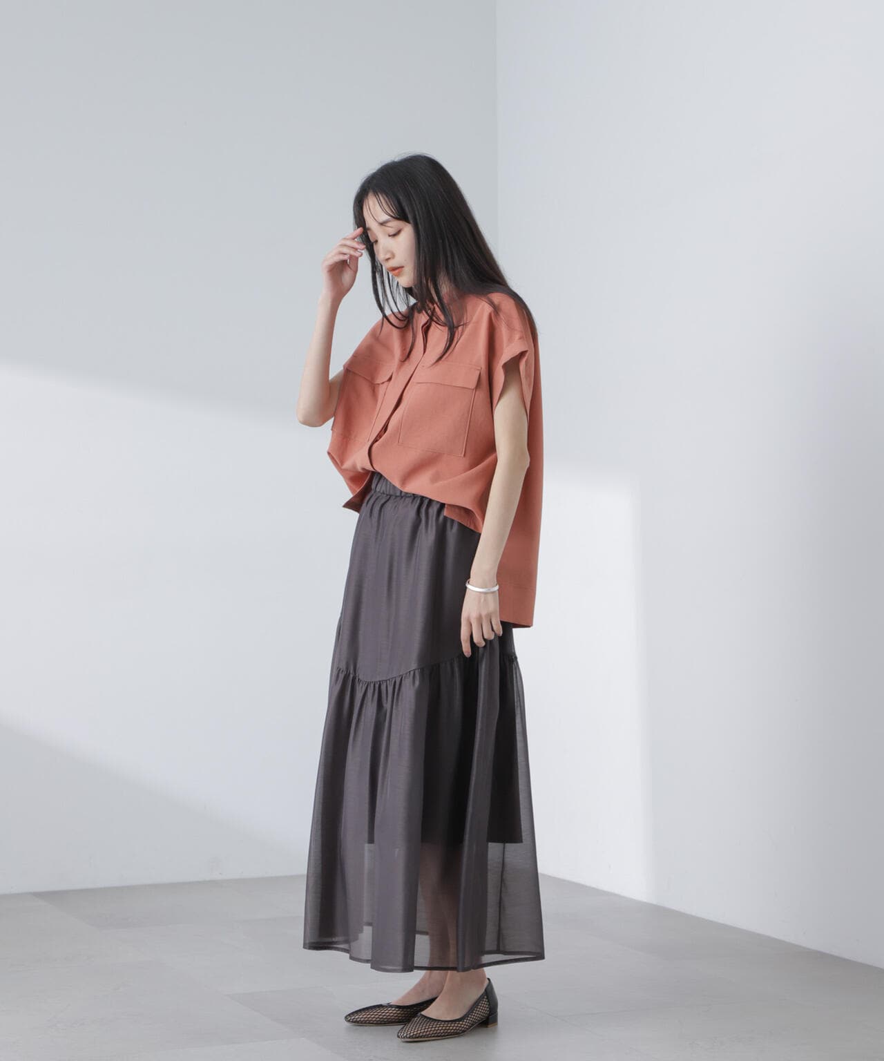 シアーギャザースカート 6734130318