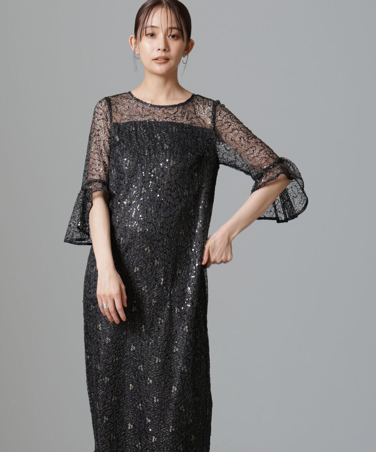 troisiemechaco/SPANGLE LACE ワンピース 6714219027