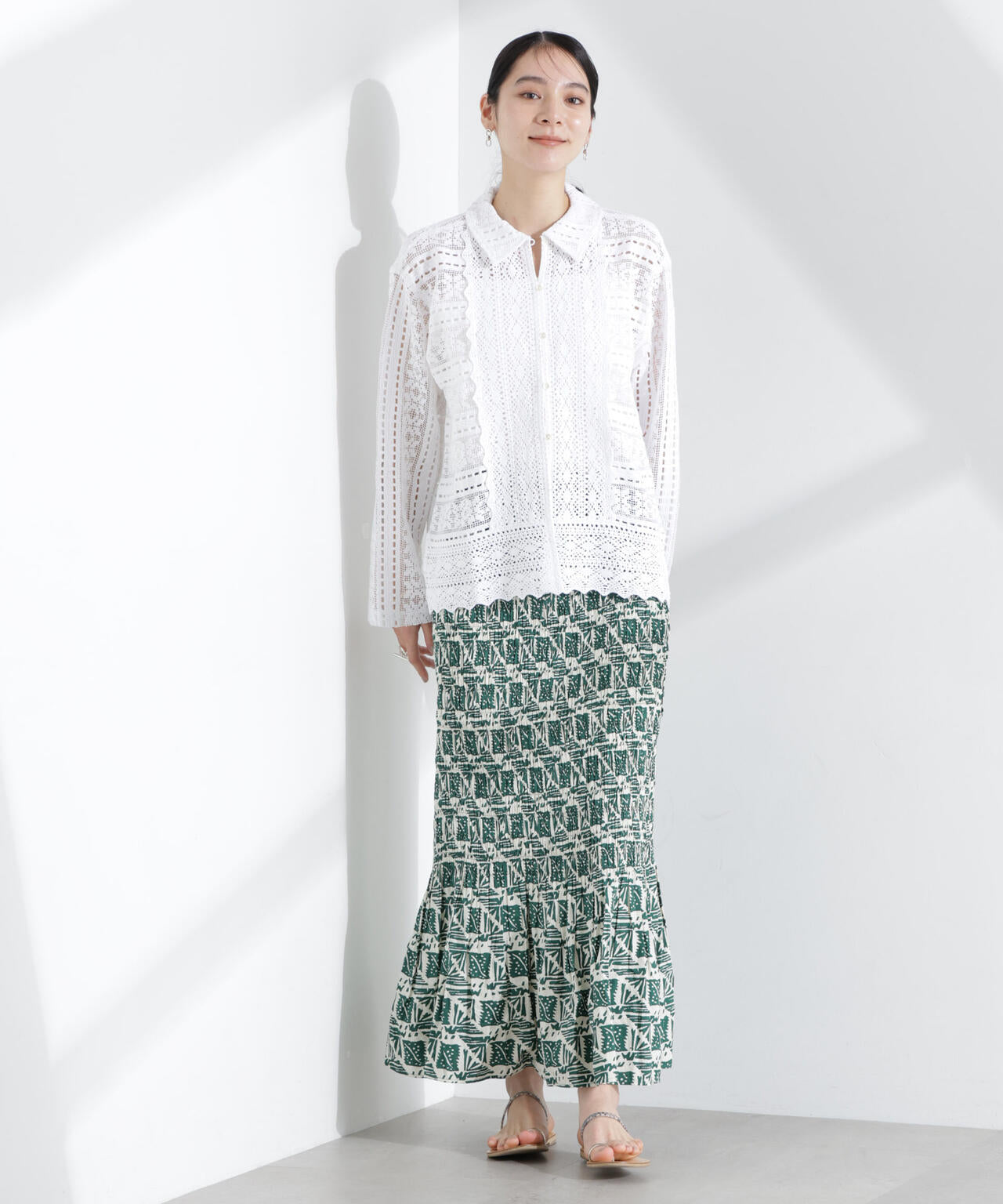 Sara mallika/COTTON POPLIN SHIRRING SKIRT 6715130013