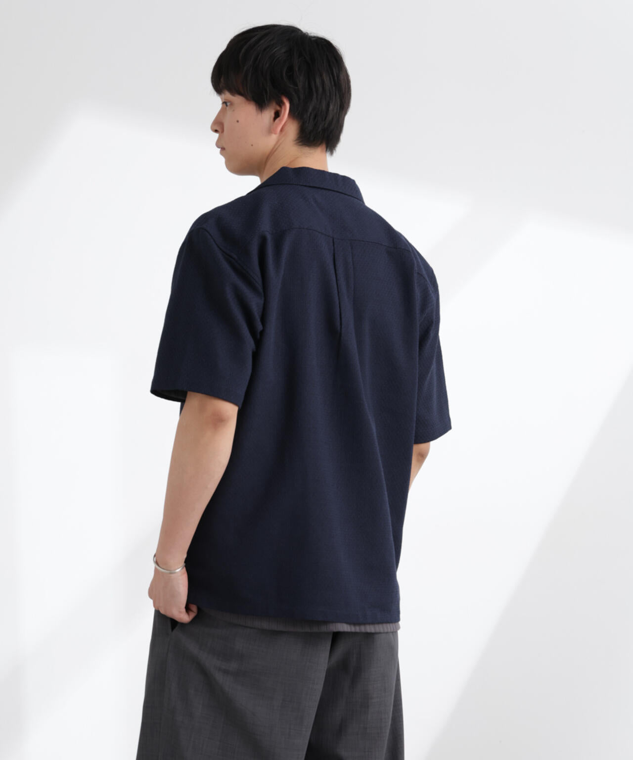 コットンリネン交織開襟シャツ 半袖 6725121213