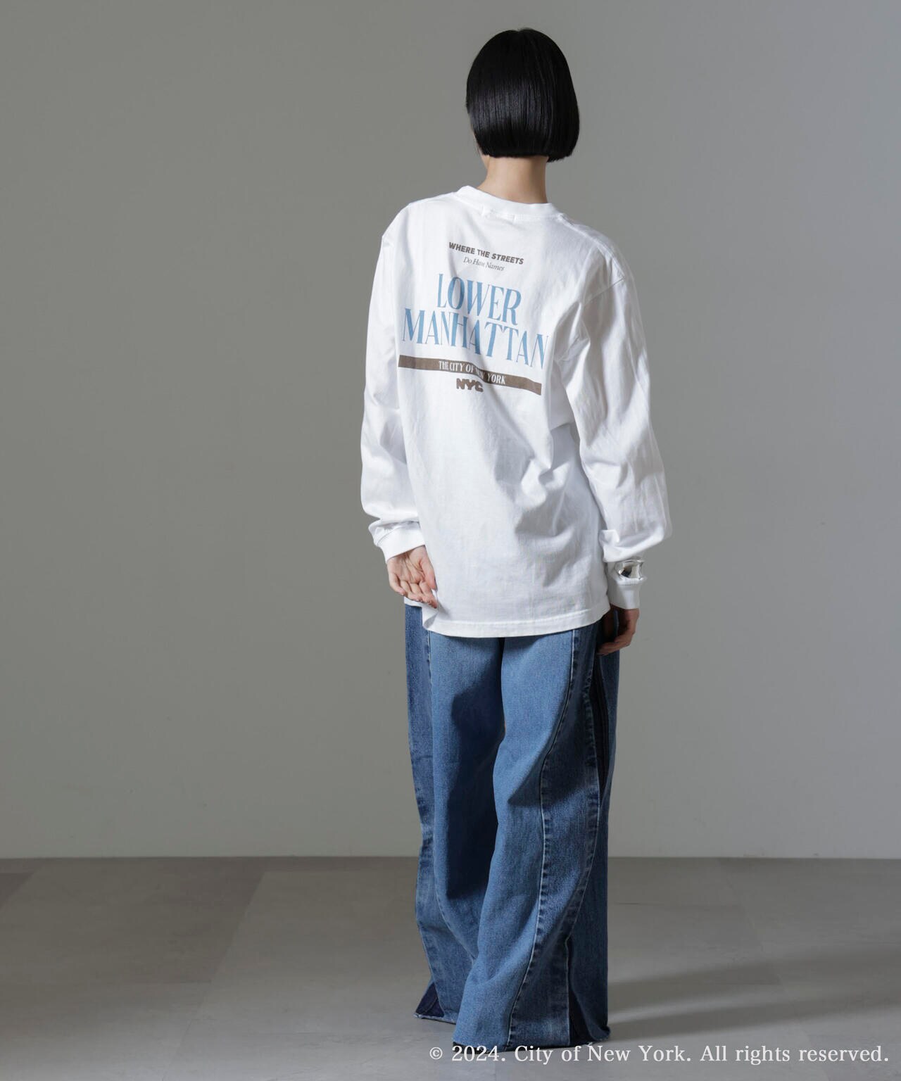GOOD ROCK SPEED/NYC プリント ロングスリーブTシャツ ホワイト 6714223047