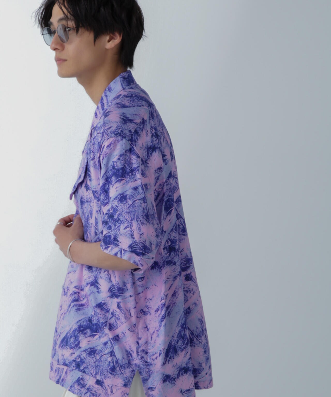 White Mountaineering/JUNGLE PATTERN OPEN COLLAR S/S 6704121016