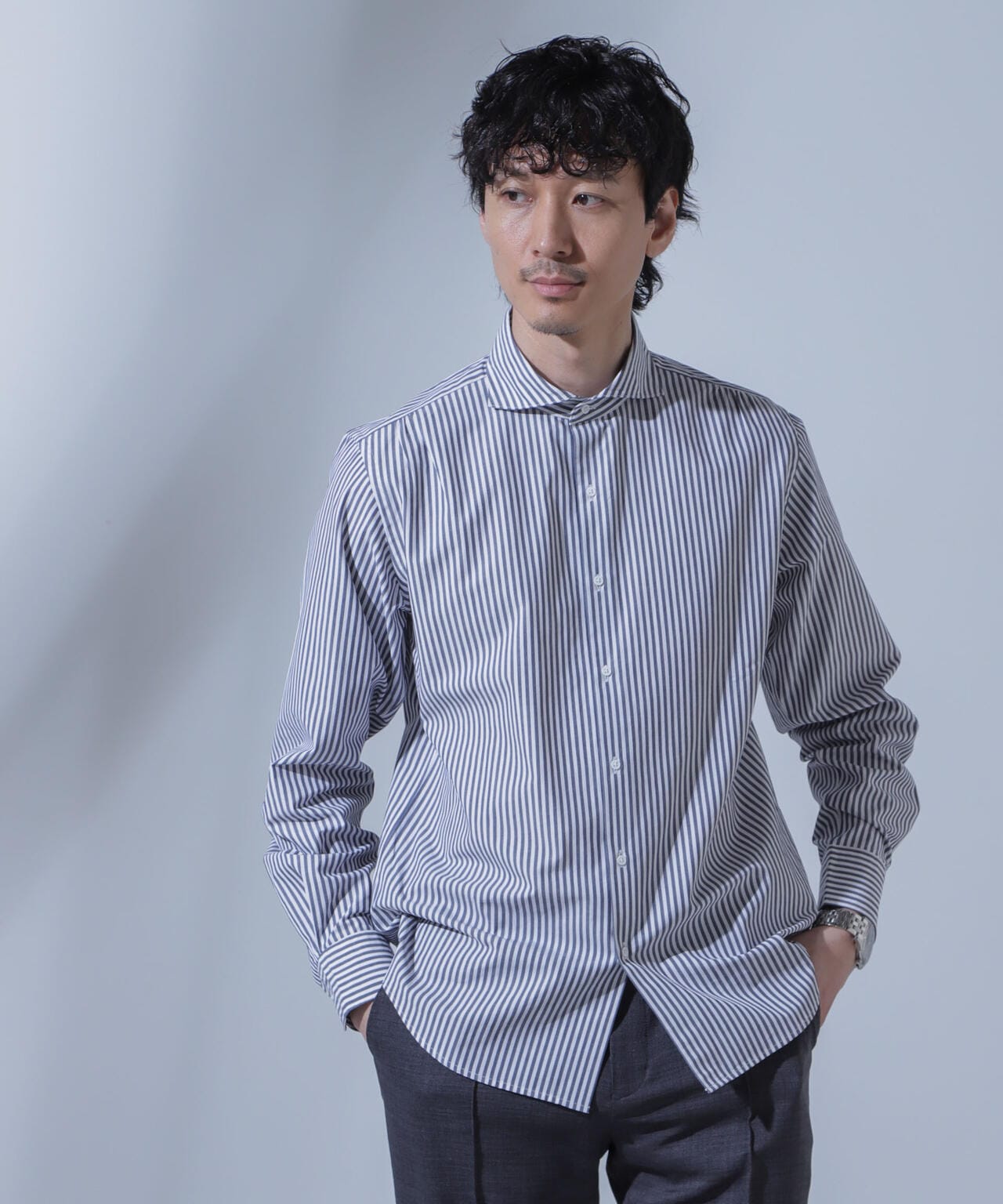「N SHIRTS」AntiSoaked(R)汗染み防止ホリゾンタルカラーシャツ長袖 6684120227