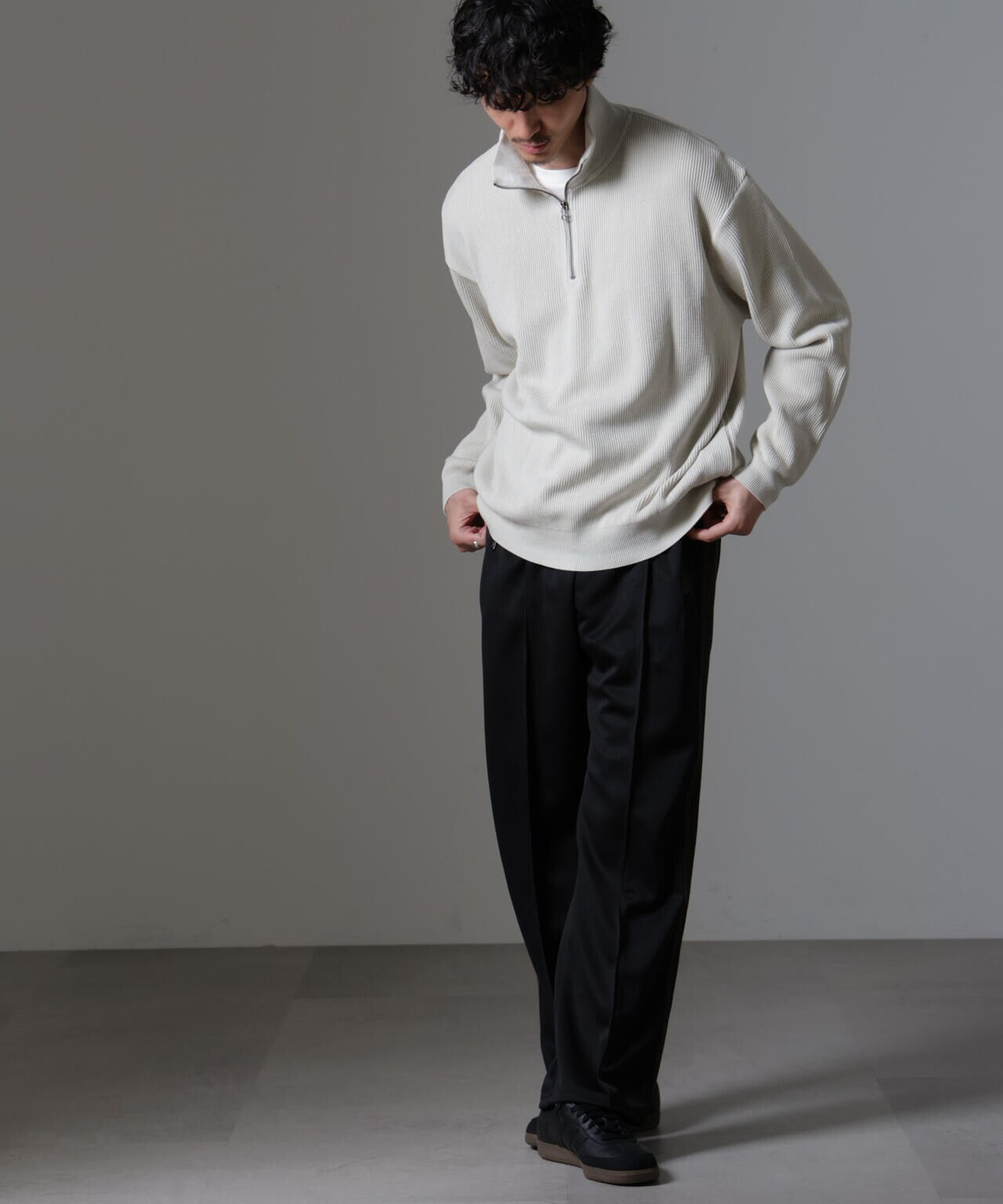 crepuscule (クレプスキュール) Light Moss Stitch Half Zip P/O