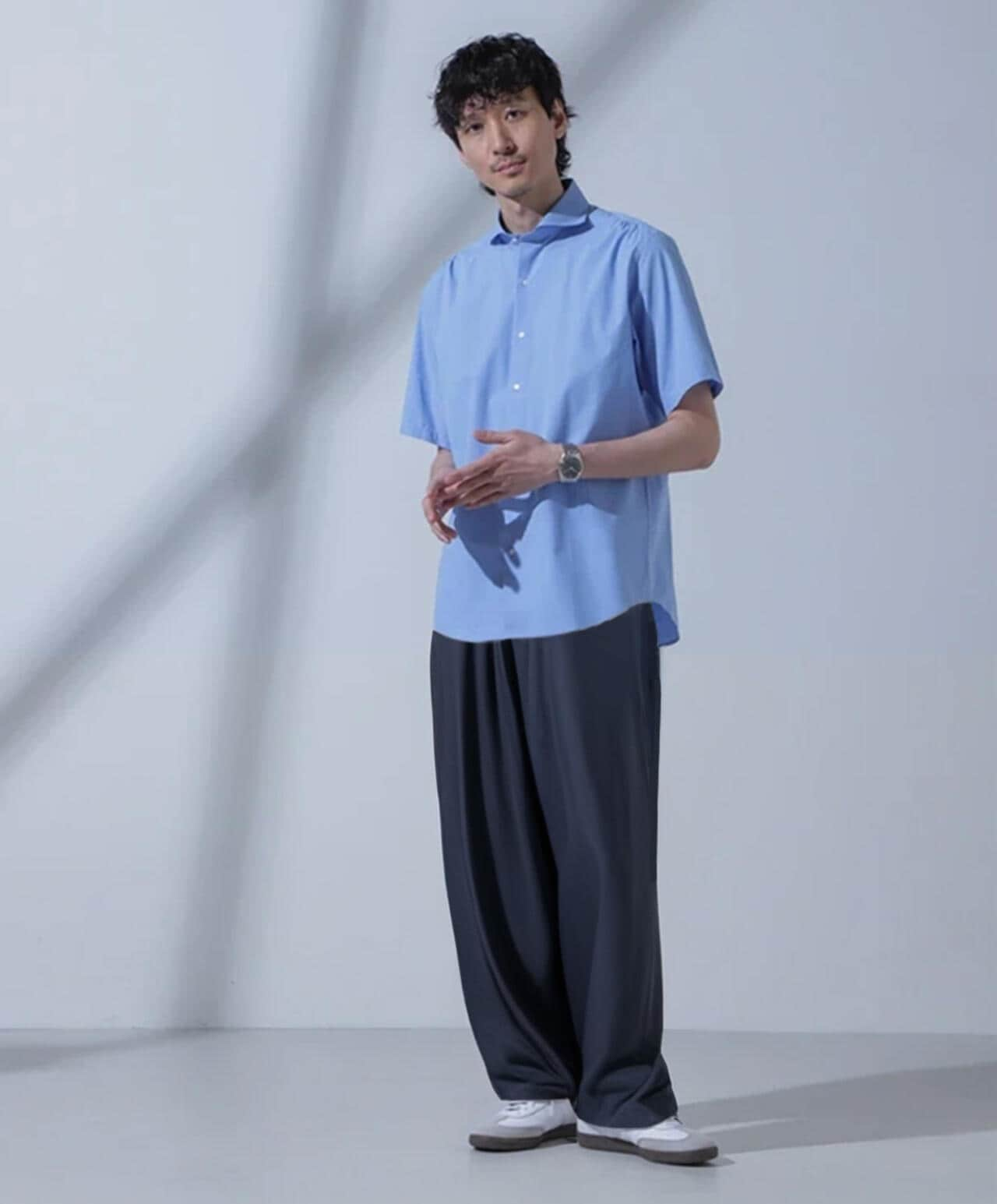 N SHIRTS」AntiSoaked(R)汗染み防止ホリゾンタルカラーシャツ半袖