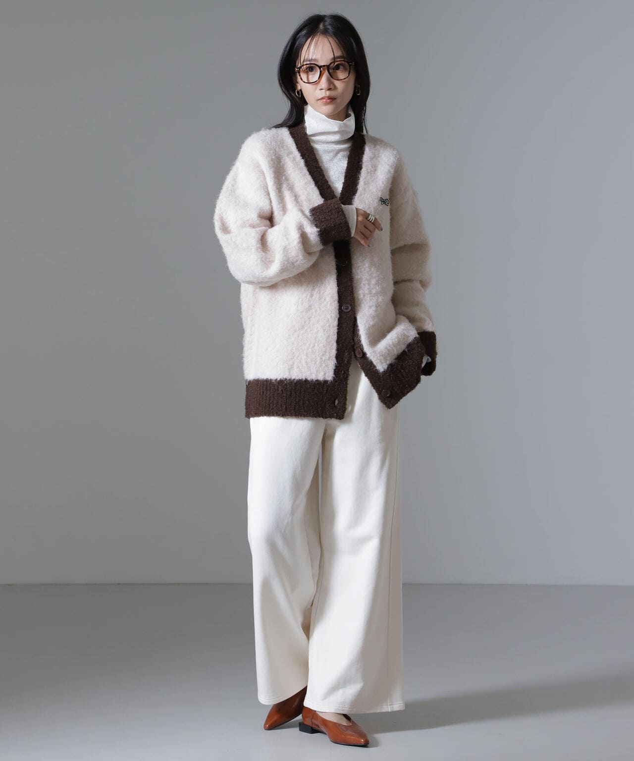 PENNEYS 別注 The FOX バイカラー vネック カーディガン