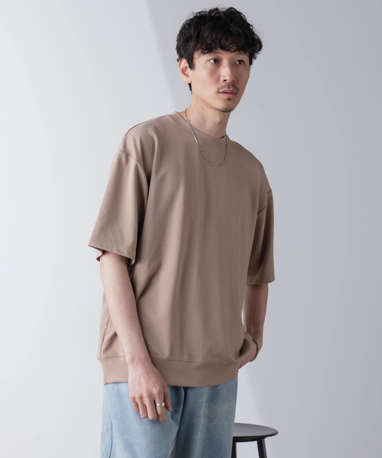 ワイドシルエットポンチクルーネックTシャツ 6684224213