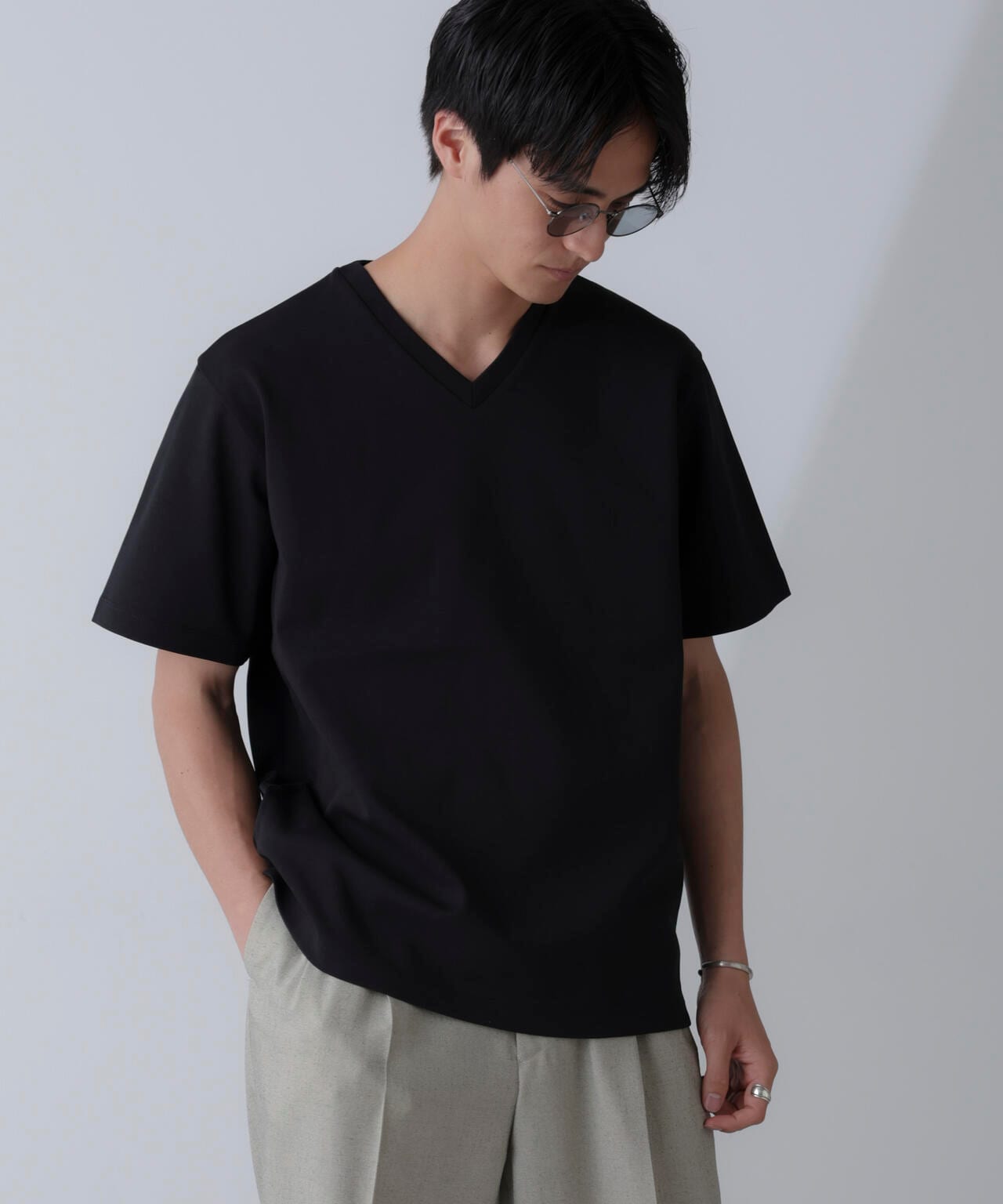 ダブルスムースＶネックＴシャツ 半袖