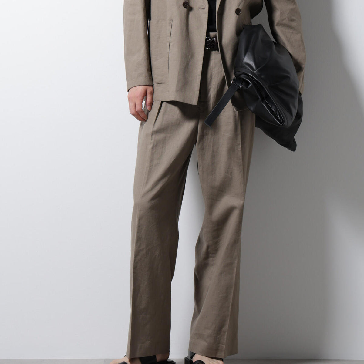BELGIUM LINEN FABRICS」リネンコットンストレートパンツ BELGIUM LINEN FABRICS」リネンコットンストレートパンツ