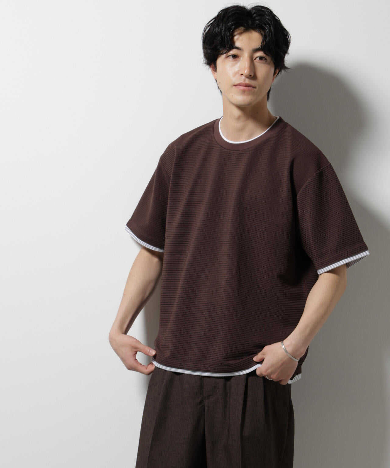 ガーターフェイクレイヤードTシャツ 半袖 6725124236
