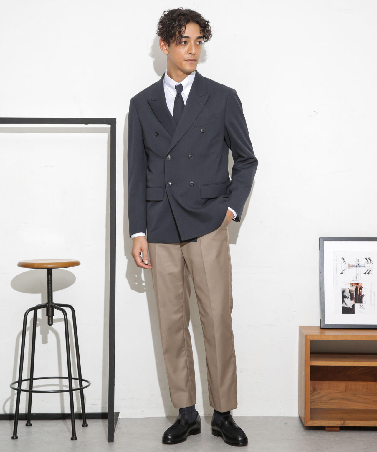 [極美品]ESSENTIAL LINE TWダブルジャケット ESSENTIAL LINE」TWソリッドダブルジャケット