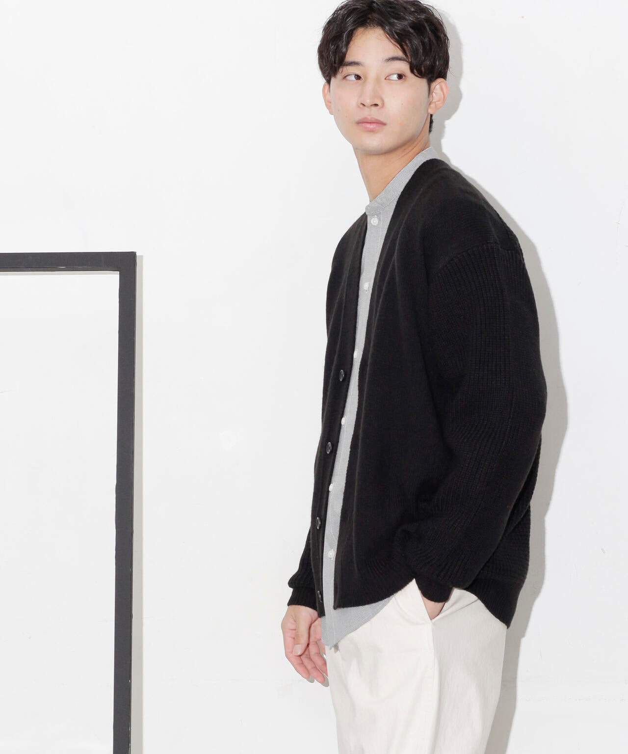 コンビゲージVネックカーディガン 6683222211