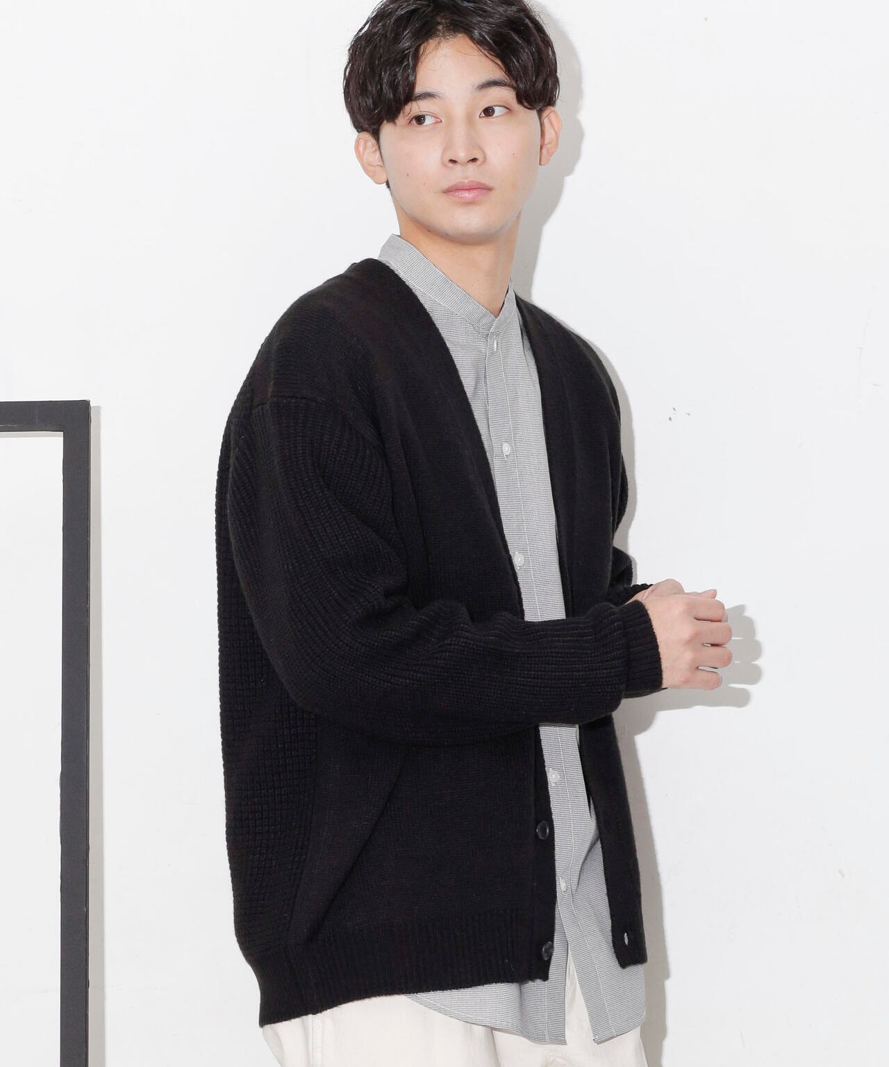 コンビゲージVネックカーディガン 6683222211