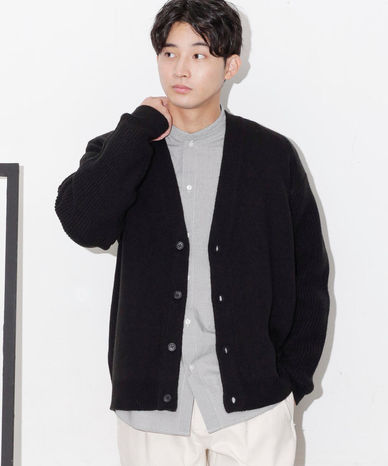 コンビゲージVネックカーディガン 6683222211