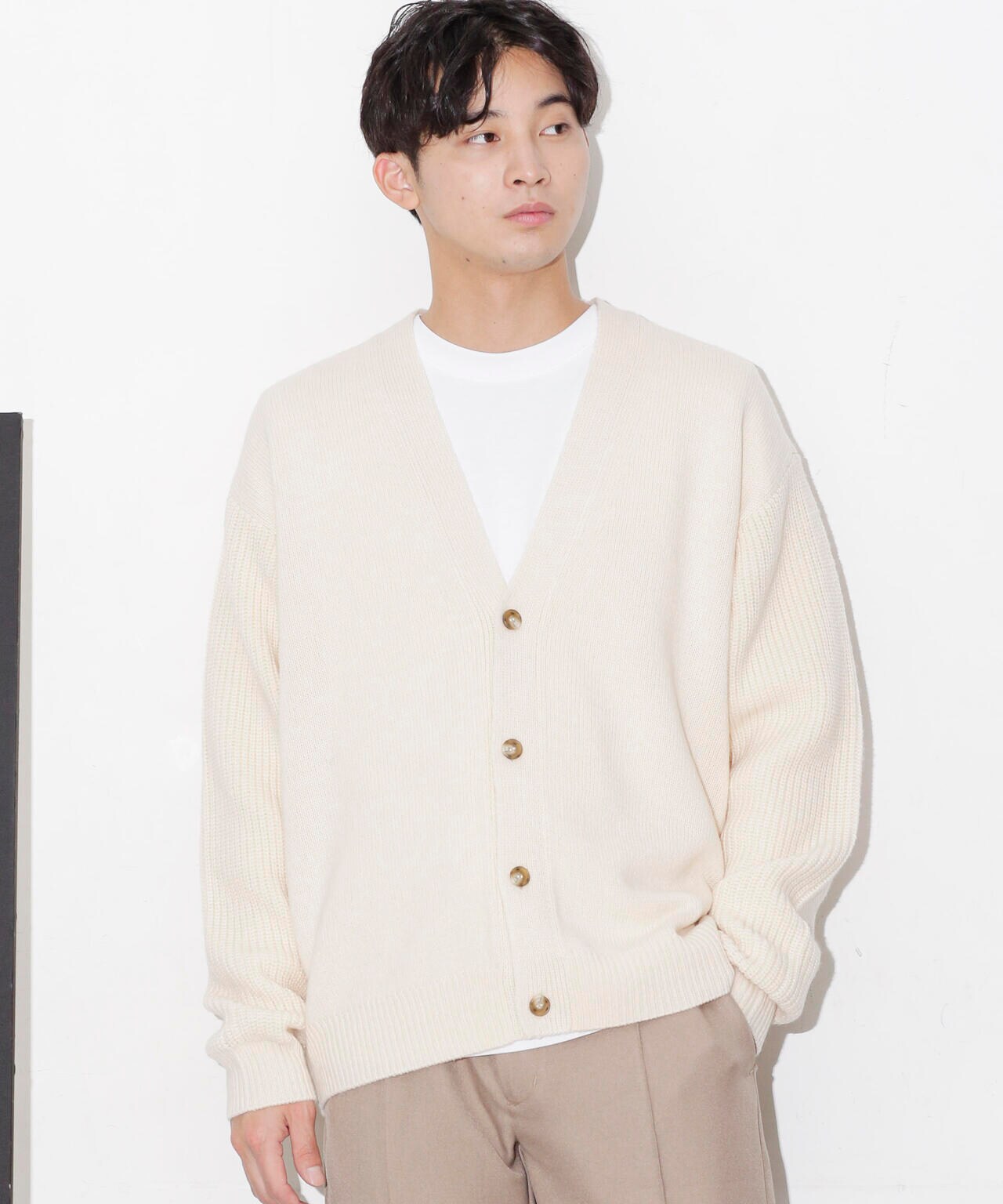 コンビゲージVネックカーディガン 6683222211