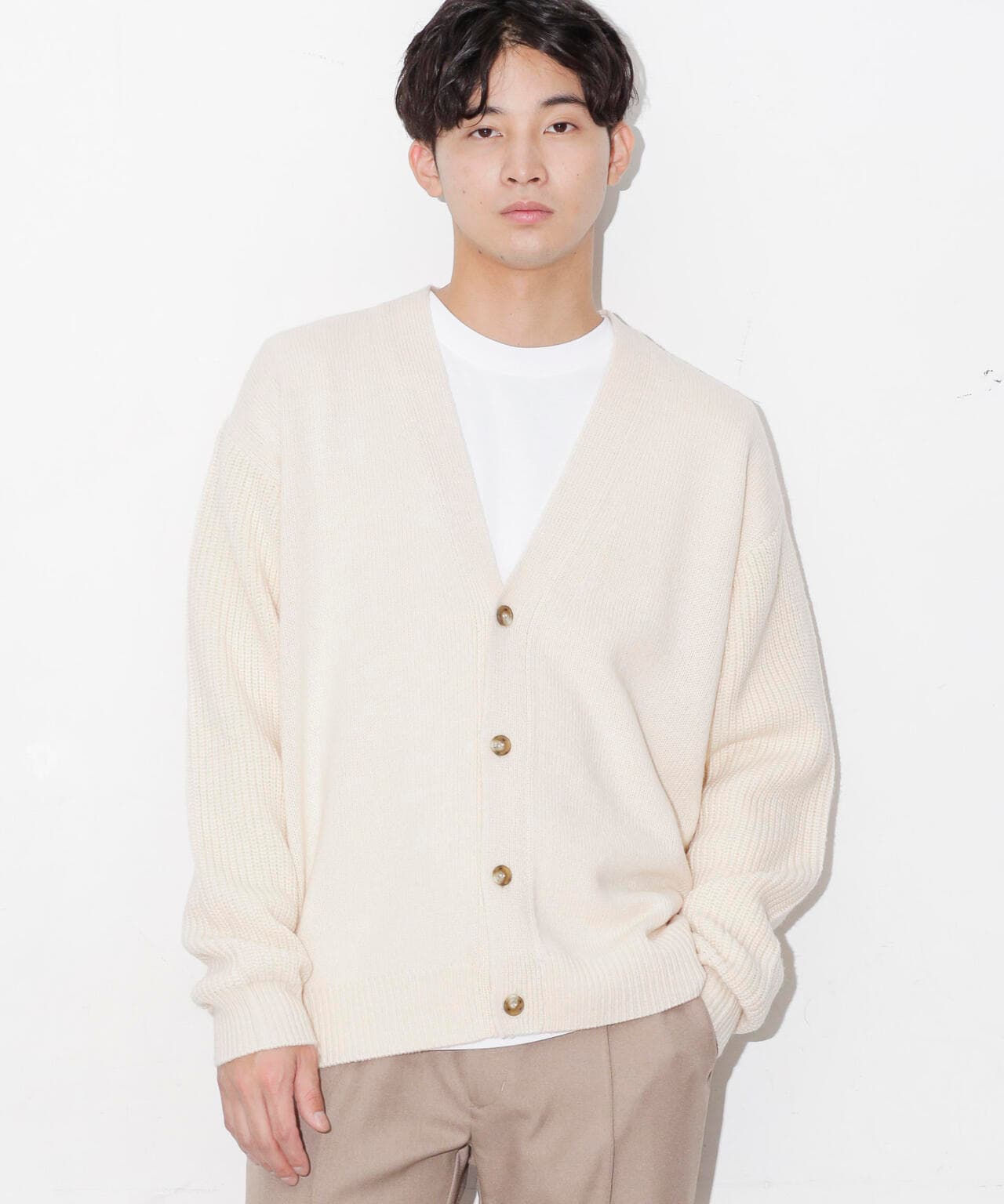 コンビゲージVネックカーディガン 6683222211