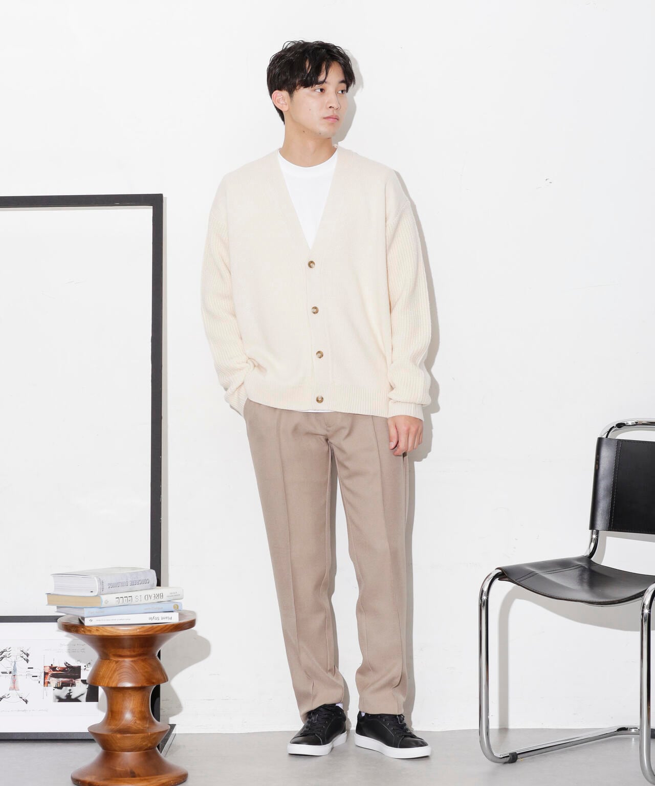 コンビゲージVネックカーディガン 6683222211