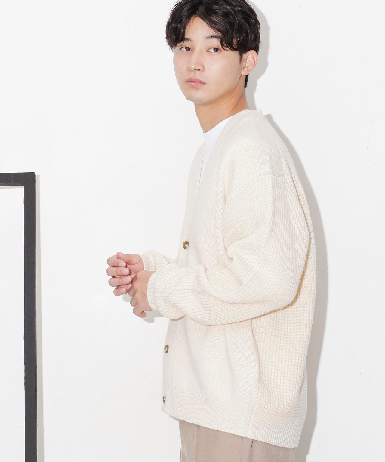 コンビゲージVネックカーディガン 6683222211