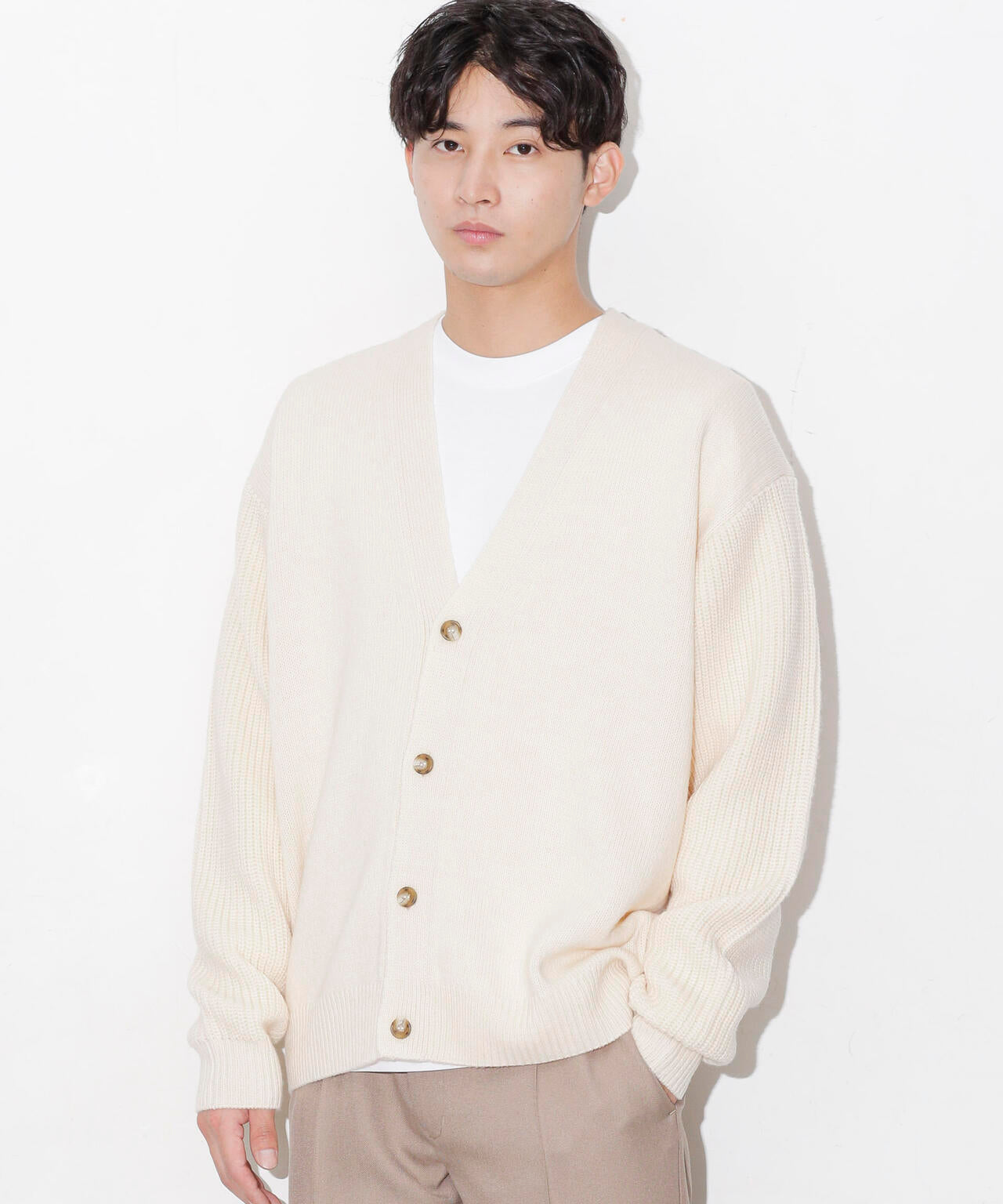 コンビゲージVネックカーディガン 6683222211