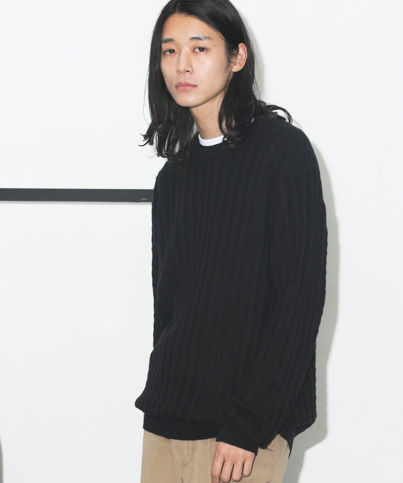 2023AW アーツアンドサイエンス ARTS&SCIENCE Cable sweater short カシミヤコットン ケーブルニット 1/ブラック【2400014283792】 2023AW アーツアンドサイエンス ARTS&SCIENCE Cable sweater