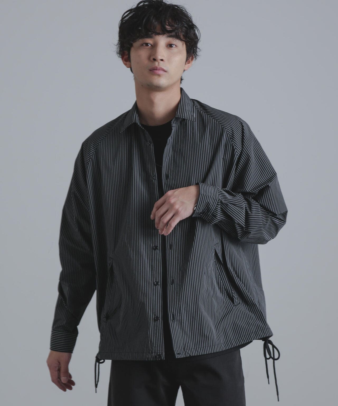 総柄 サイド スピンドル コーチ シャツ ジャケット