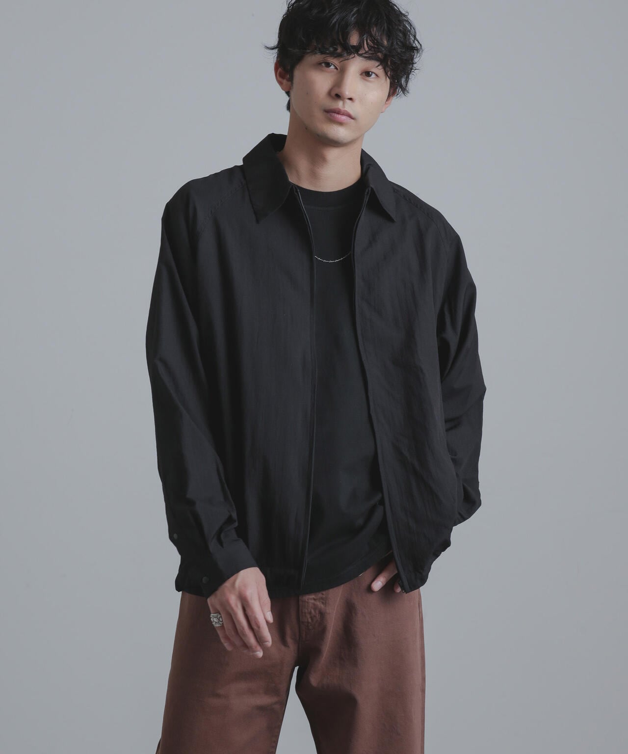 ナイロン ジップアップ シャツ ブルゾン