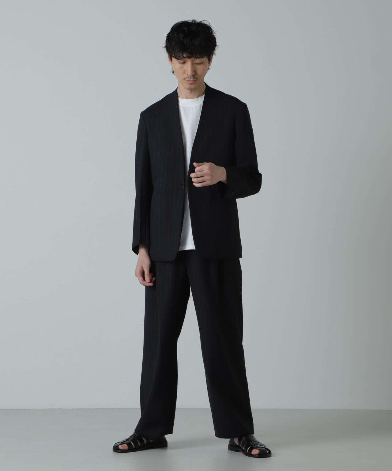 贅沢品 ウール ハイツイスト AB. トロジレカラー ージャケット オーバ トップス