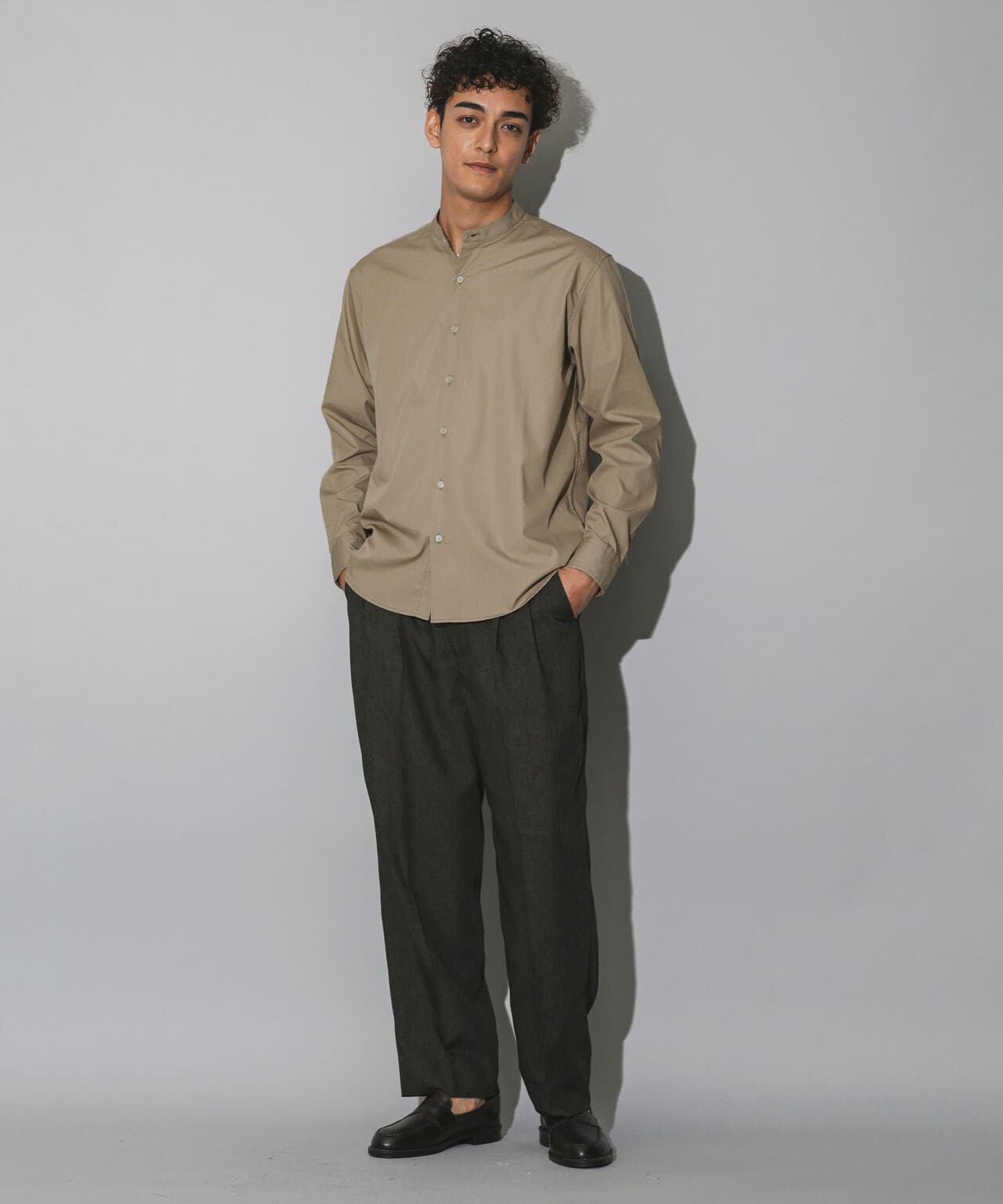 クイックドライ バンドカラー シャツ