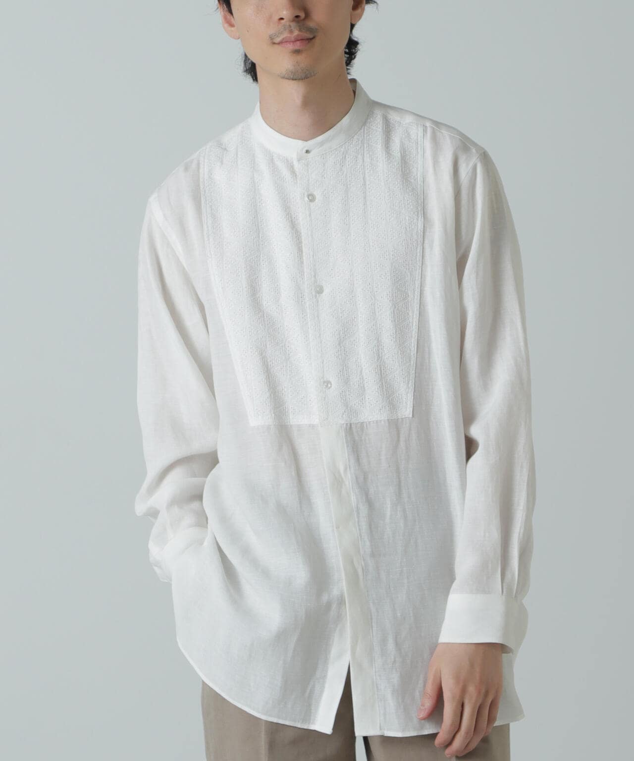AB.ダブルカバーポプリンワッシャーグランパシャツ 6684120228