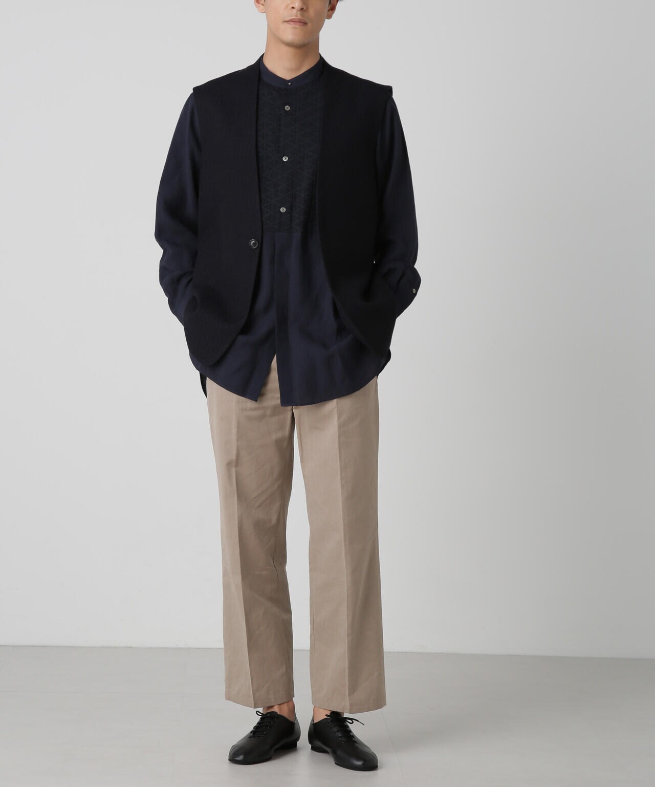 AB.ダブルカバーポプリンワッシャーグランパシャツ 6684120228