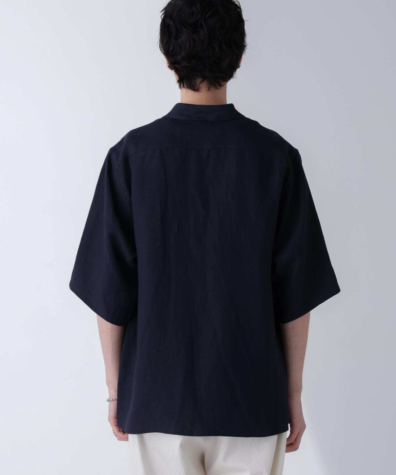 極美品 ENFOLD エンフォルド 長袖 スキッパーシャツ ネイビー 紺