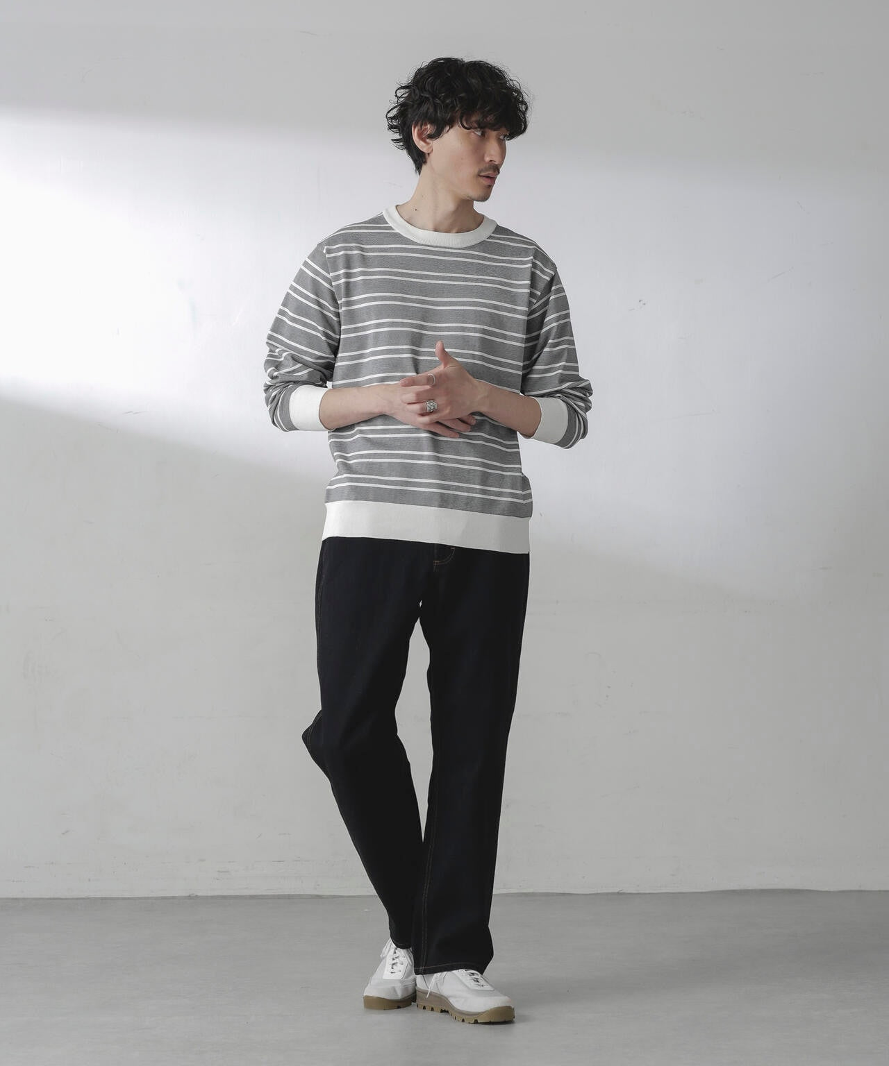 C/SORONA プレーティングボーダーニットＴシャツ 6684122211