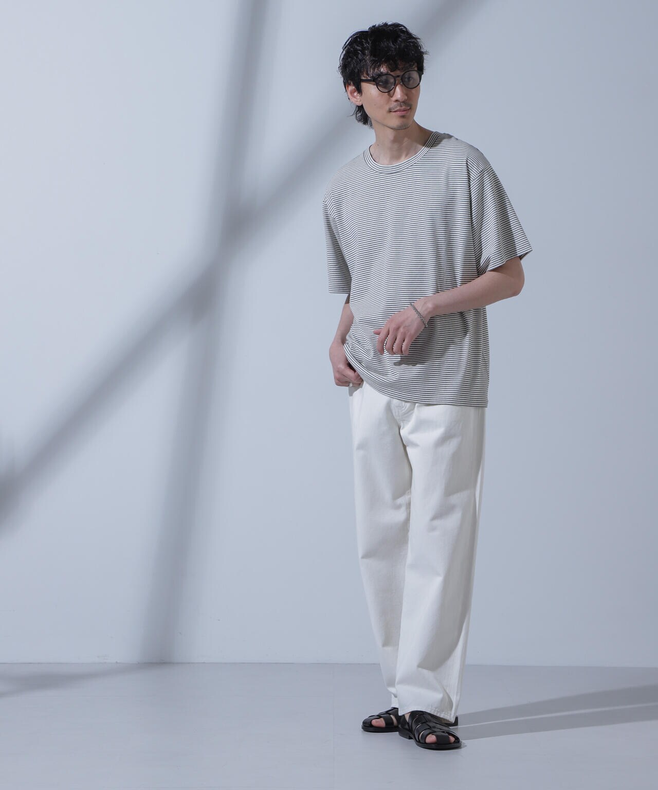 Anti Soaked(R)  汗染み防止 ピンボーダークルーネックTシャツ 6684124208