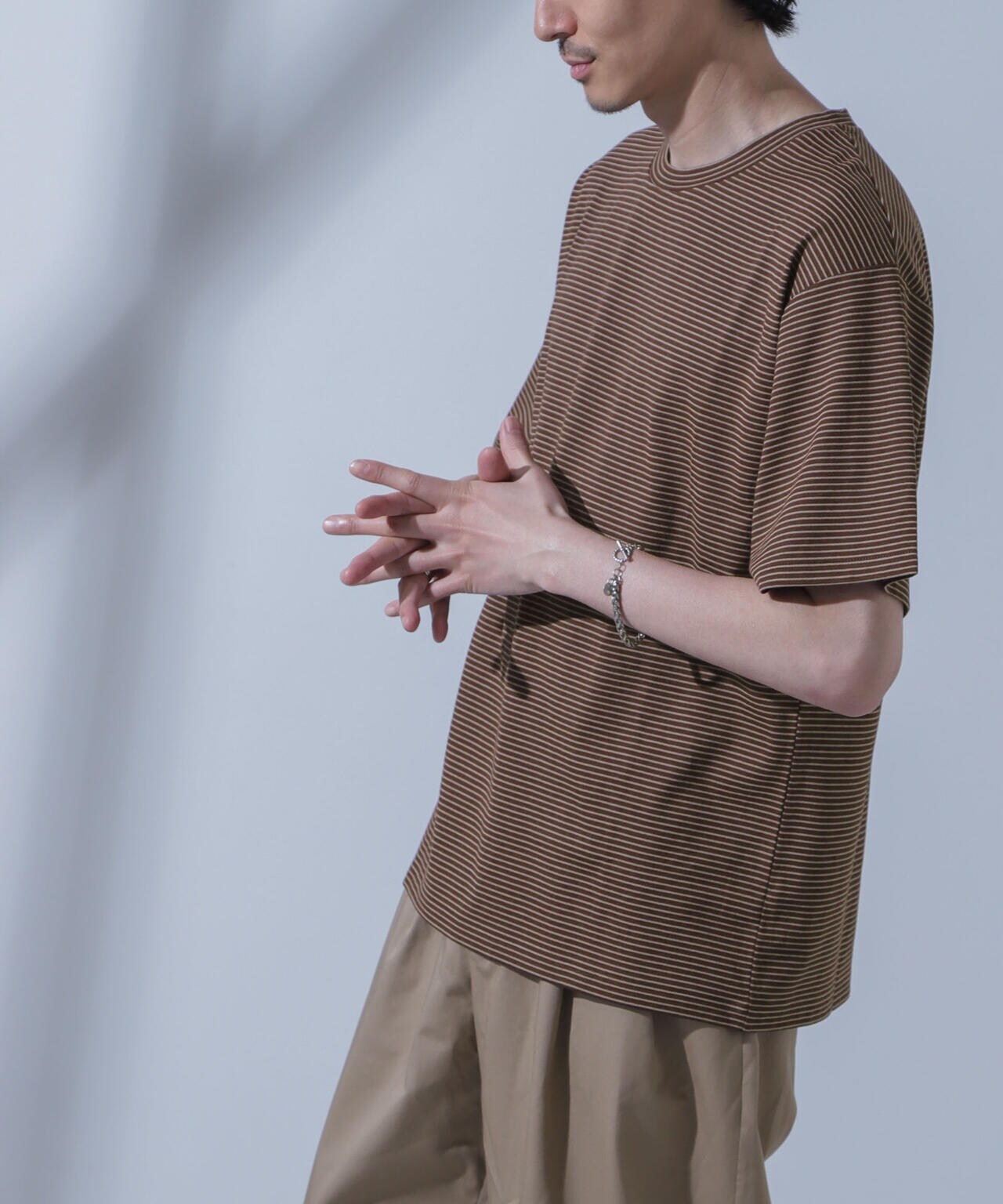 Anti Soaked(R)  汗染み防止 ボーダークルーネックTシャツ Anti Soaked(R) 汗染み防止 ボーダー クルーネック Tシャツ
