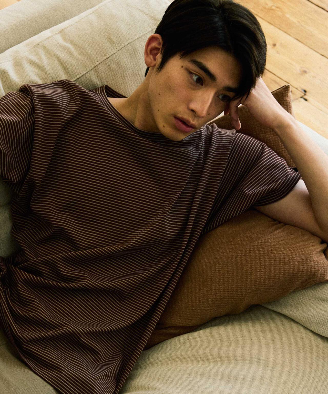 Anti Soaked(R)  汗染み防止 ピンボーダークルーネックTシャツ 6684124208