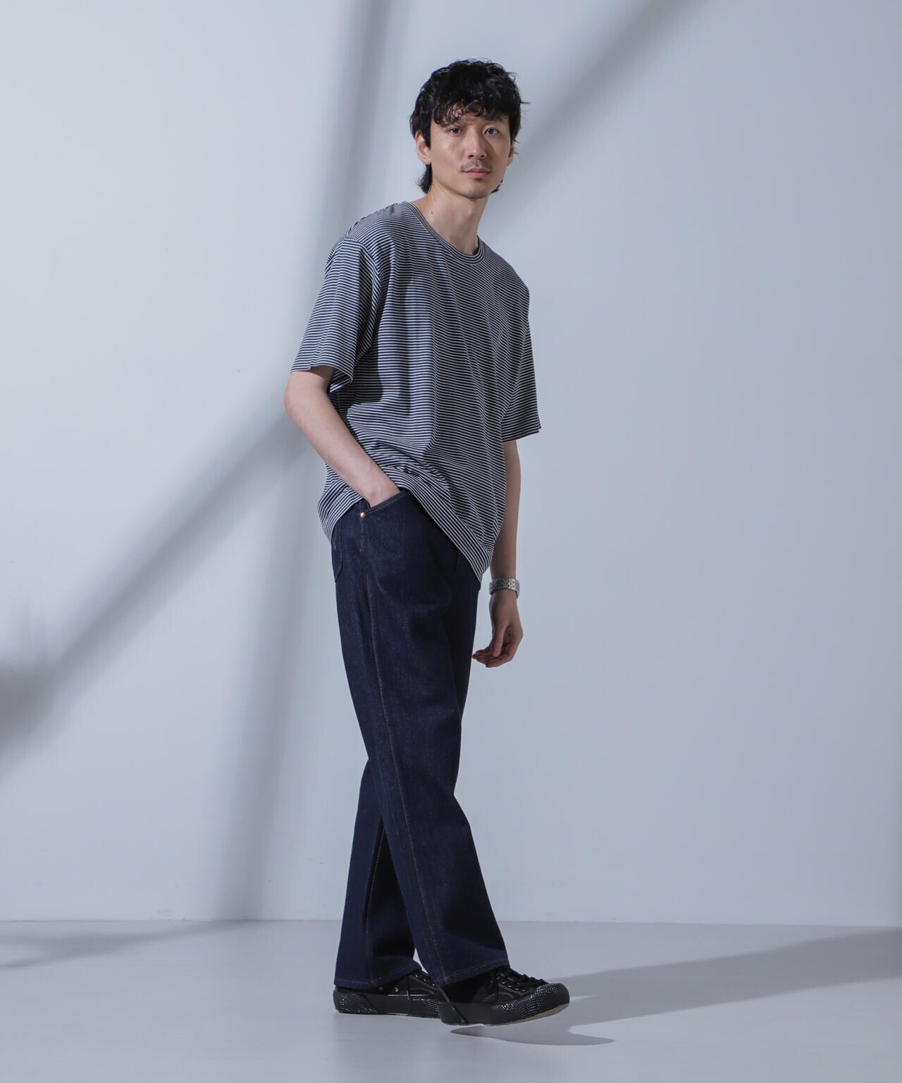 Anti Soaked(R)  汗染み防止 ピンボーダークルーネックTシャツ 6684124208