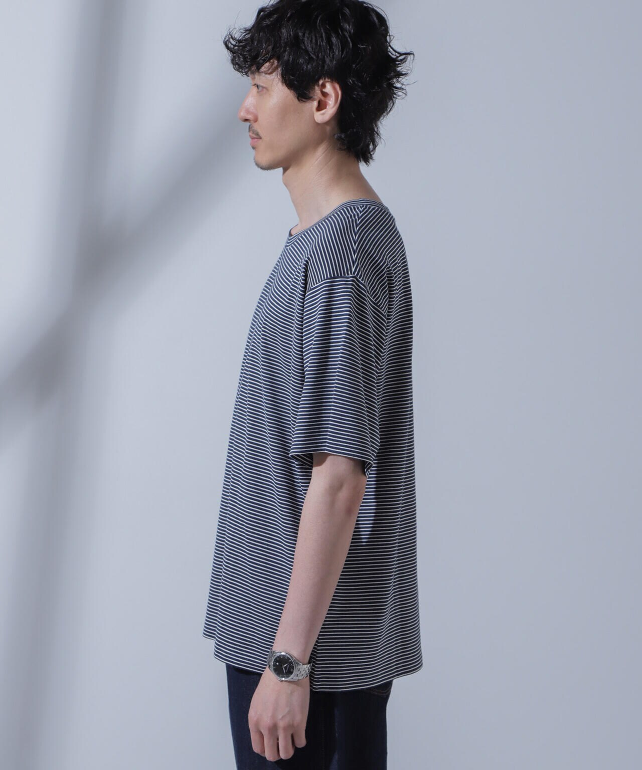 Anti Soaked(R)  汗染み防止 ピンボーダークルーネックTシャツ 6684124208